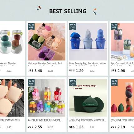 Blue Beauty Set Gourd Water Drop Puff Makeup Puff Set Colorful Cushion Cosmestic Sponge Tool Wet and Dry Use Makeup