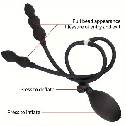 Inflatable Anal Plug Sex Toys for Women Men Silicone Double Anal Balls Butt Plug Expand Trainer Anal Dilator Dildo Adult Sex Toy