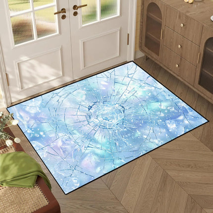 Black Red 3D Cube Print Rug, Glowing Square Block Geometric Pattern, Non-Slip Washable Mat for Living Room Sofa Dining Room Indoor