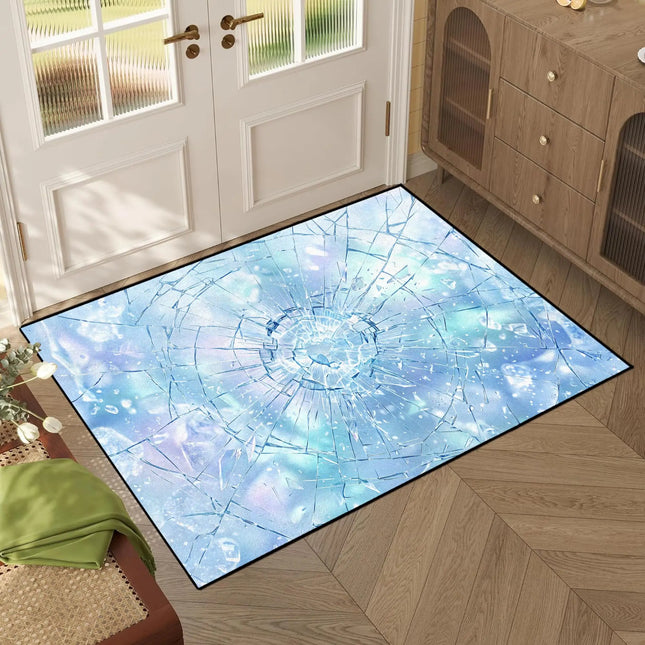 Black Red 3D Cube Print Rug, Glowing Square Block Geometric Pattern, Non-Slip Washable Mat for Living Room Sofa Dining Room Indoor
