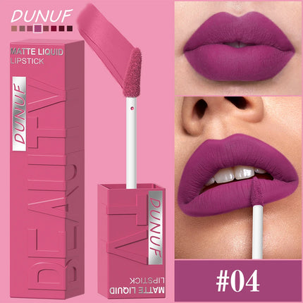 DUNUF 1 Pcs Matte Velvet Smooth Easy-to-apply Square Tube Lip Gloss Waterproof Not Easy To Fade Sexy Brown for Women Lip Tint