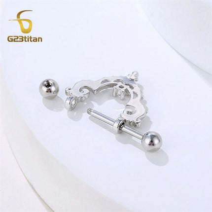 2pcs Silver Color Zircon Nipple Rings Allergy-free 14G 16mm Titanium Straight Barbell Piercing Sexy Beach Jewelry Woman Ornament