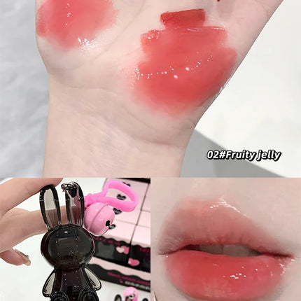 Gege Bear Pink Rabbit Velvet Matte Lip Cream Black Rabbit Water light lip glaze matte mirror pendant lipstick lip gloss