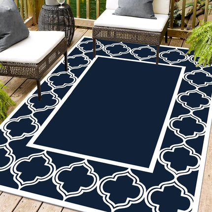 Double-Sided Outdoor Waterproof Reversible Mats Plastic Straw Patio Rugs PP Material Double Layer Woven Carpet Family Picnic Mat