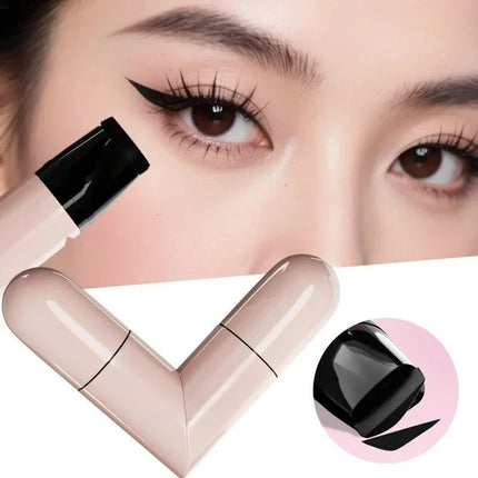 1Pc Rotate Eyeliner Stamp Integrated Dual-Tip DIY Eyeliner Wing Stencil Waterproof Smudge-Proof Longwear Liquid Pens Black Brown