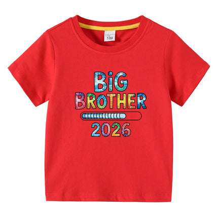 Children's T-shirts 2026 New Design Original Letter Kids Fasion Tops Big Brother Printed Boys Pure Cotton Tees Kids O-Neck Tops