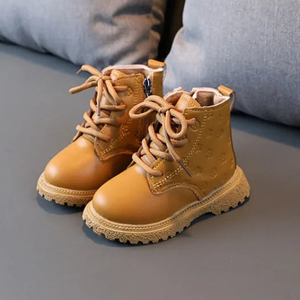 Bota Kid Boots Kid Fashion Boots Autumn Winter Boys British Plush Short Boot Girl Ankle Boots French Boy/ Girls Boot Kid Shoes
