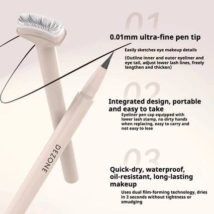 DEZONE Double Head Eyelash Stamp Waterproof Sweatproof Original Products Set And Non Smudging Liquid Eyeliner