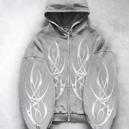 SIRI New Hip-hop Trend Zipper Hoodie Female Street Casual Loose Joker Retro Sweatshirt Y2K Unisex Fleece Padded Warm Hoodie