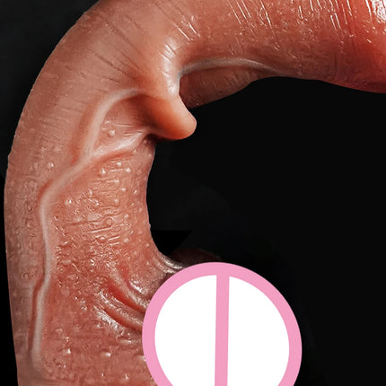 Realistic Dildo Sliding Foreskin Soft Silicone Penis G-Spot Stimulation Testis Huge Dick Suction Cup Dildos Sex Toy For Women Gay