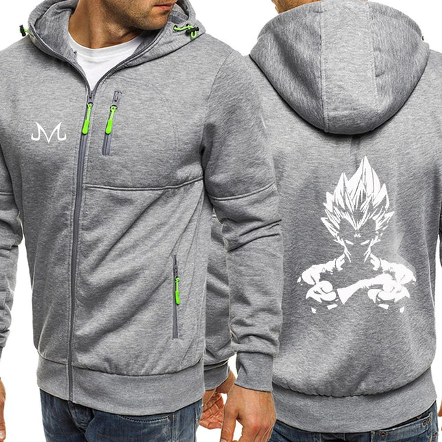 2026 Dragon Ball Vegeta Anime Print Spring And Autumn New Men's Three-Color Cotton Hoodies Zipper Leisure Harajuku Coat