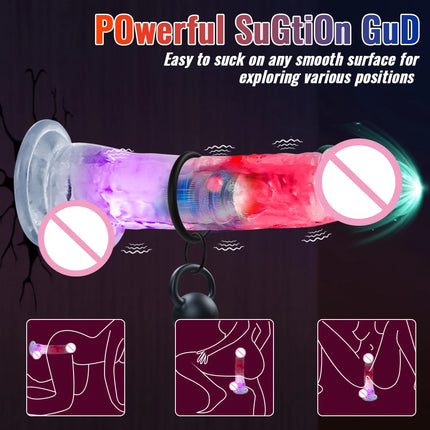 3 Sizes Realistic Jelly Dildo LED Big Dick Vibrator Anal Sex Toys Vibrating Soft G Spot Vaginal Stimulator for Women Gay Adult