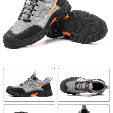 Men Safety Work Shoes Plastic Toe Safety Boots Fashion Lightweight Comfort Working Sneakers Anti-puncture Indestructible Shoes