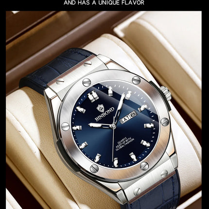 BINBOND Top Brand Business Classic Men's Watches Waterproof Date Week Luxurious Luminous Multifunction Fashion Male Quartz Watch