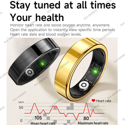 R09 Smart Ring Men Women with Charging Case,Heart Rate Blood Oxygen,Skin Temperature Monitor,5ATM Waterproof For Android iOS