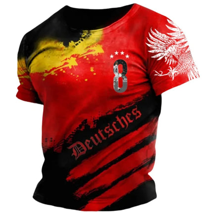 Germany Men's T-Shirt Flag Print O-Neck Short Sleeve Loose Tee Shirts Streetwear Summer Men's Handsome Clothing 5xl