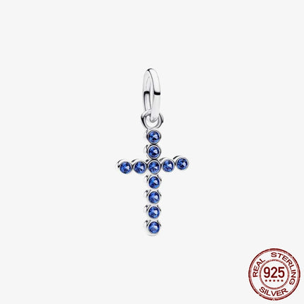 Key & Lock 925 Sterling Silver Pave Moon Heart Flower Dangle Charms Fit Original Bracelet Beads Jewelry DIY Gift plata de ley