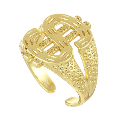 Fashion Exaggerated Dollar Symbol Resizable Rings Women Men Trendy Jewelry Gift Hip Hop Gothic Punk Metal Ring