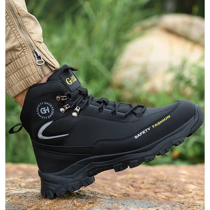 Construction Safety Shoes Men Waterproof Work Boots Anti-smash Steel Toe Shoes Puncture-Proof Indestructible Shoes Safety Shoes