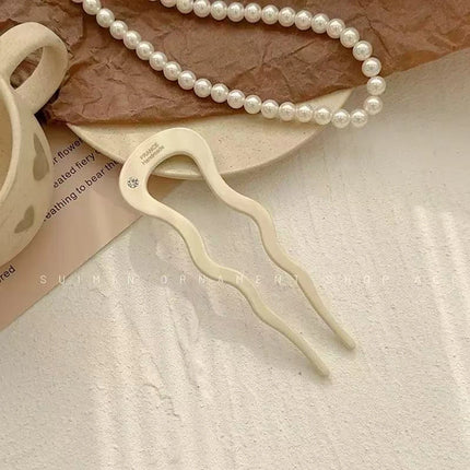 1pc Elegant Minimalist U-shaped Acetate Hairpin for Buns, 2025 New Style Hair Accessory