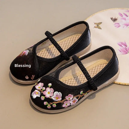 Princess Performance Traditional Chinese Hanfu Shoes Embroidered Children's Footwear Ancient Style Girls' Footwear Handmade