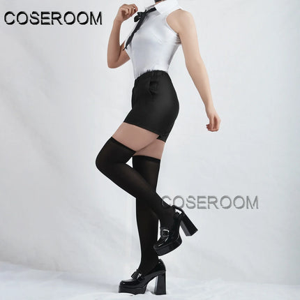Chainsaw Reze Cosplay Costume Outfits Shirt Tie Short Wig Neck Ring Women Anime Uniform Halloween
