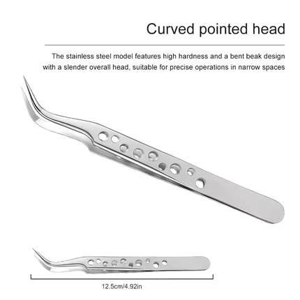 Industrial Tweezers Precision Anti-static Magnetic Soldering Stainless Steel Curved Tip Tweezers CPU IC Repair Clips Hand Tool