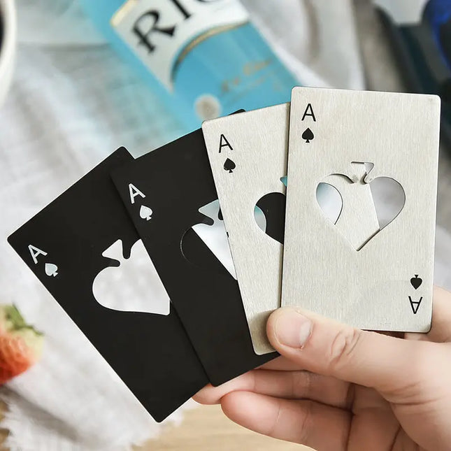 10pcs Poker Card Bottle Opener Ace of Spades Home Personalized Stainless Steel Credit Card Bottle Opener Portable Bar Tool