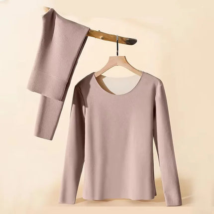 Women Thermal Underwear Winter Long Sleeve Bottoming Top Seamless Thick Double Layer Warm Lingerie Woman 2 Pcs Set Sleepwear/602