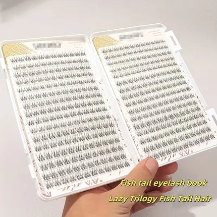 352 soft and lightweight fish tail single cluster eyelashes, 10-12 millimeters - perfect for daily makeup and eyelash extension