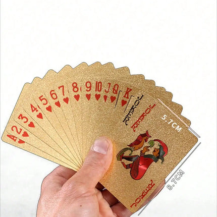 1 A PaIr 0f Rose Waterproof Plastic Poker Cards,Golden Foil Playing Cards For Party Game,(Golden/Black/),Gaming Gift Playing