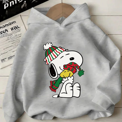 Childrens Peanuts Snoopy Hoodie Boys Girls Kawaii Cartoon Puppy Dog Graphic Hooded Sweatshirt Winter Leisure