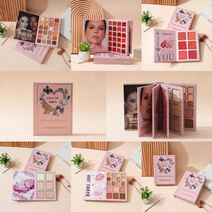 5-Layer Folding Eyeshadow Palette Portable Book Shaped Beauty Book Makeup Kit Long-Lasting Shimmer Matte Glitter