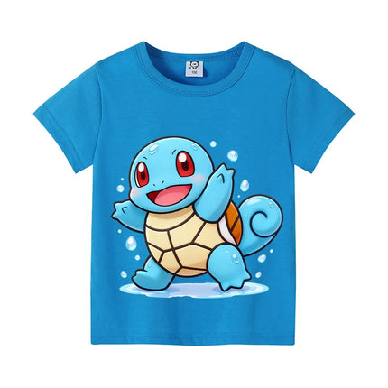 Pokemons Cotton T-Shirt Pikachu Eevee Cartoon Anime Tees Classic Game Fashion Printed Tops Summer Breathable Casual Clothes Gift