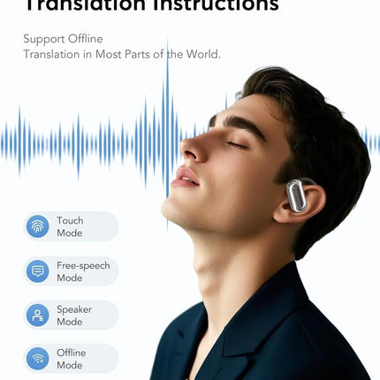 UYUXIO Real Time Translator Headphones AI Language Translation Earbuds 144 Languages & Accents 3 in 1 OWS Ear Buds for Business