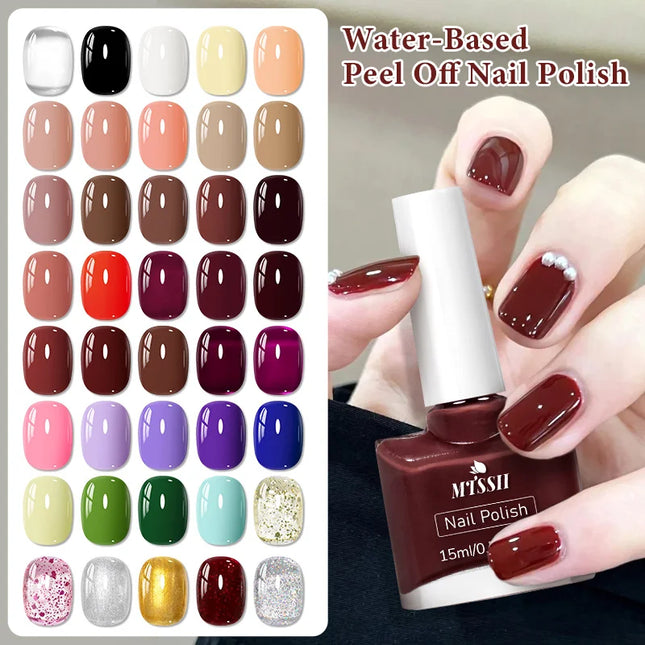 6pcs/set 15ml Wine Red Water-Based Nail Polish Long Lasting Quick Drying No Need of Lamp to Cure Nail Supplies Vernis for Nails