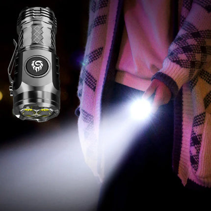 High Strong Power LED Flashlight Built-in Battery Type-C Rechargeable with Pen Clip Torch Outdoor Camping Emergency Lantern