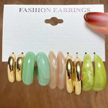 Green Butterfly Heart Dangle Earring Set for Girls Acrylic Gold Color Pearl Set Ear Rings 2023 New Fashion Jewelry Gifts