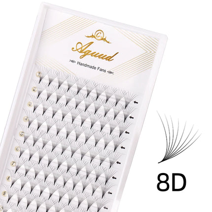 AGUUD 10 trays/lot Korea premade russian volume lashes super fans needle pointy stem narrow base promade fans eyelash extensions