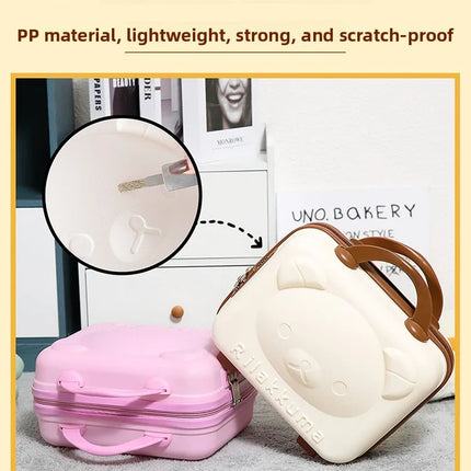14-Inch Portable Bear Cosmetic Box Luggage Box Password Lock Cartoon Storage Travel Box Wedding Favor Lightweight Unisex