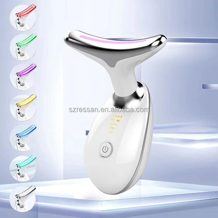 3 in 1 Microcurrent Neck Massager Facial Lift Tighten Face Contour and Smooth Lines Device 3 Color LED Light Beauty Instrument
