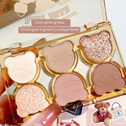 XIXI 6-Color Eyeshadow Palette Glitter & Matte Finishes for Y2K Inspired Smoky Eye Makeup Looks