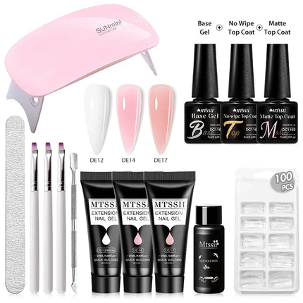 MTSSII 20m Extension Nail Gel Set Manicure Set Finger Quick Buliding Extension Gel Nail Polish Kit Soak Off UV Gel LED Nail Art