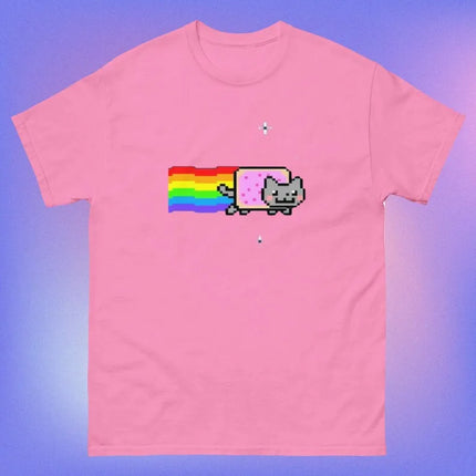 Nyan Cat with Rainbow T-Shirt Funny Meme Creative Top Hip Hop Y2K Vintage Print Short Sleeve Casual Loose Street Wear Unisex