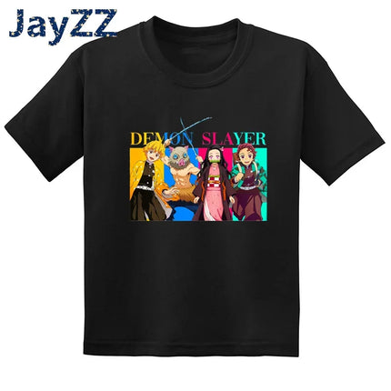 Children's Demon Slayer Anime Cartoon T-Shirt Fun Kids' Clothing Baby Boys and Girls Summer Fashion T-Shirt