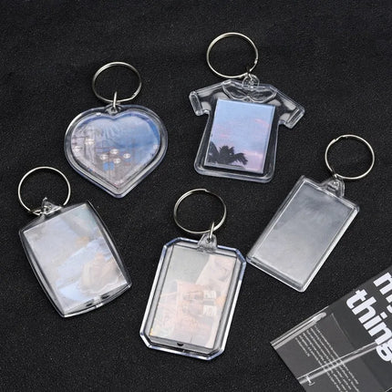 5/20pcs Transparent Photo Frame Keychain Tassels Snap-In Custom Insert Photo Acrylic Blank Keyring Clear Blank Picture Pendant
