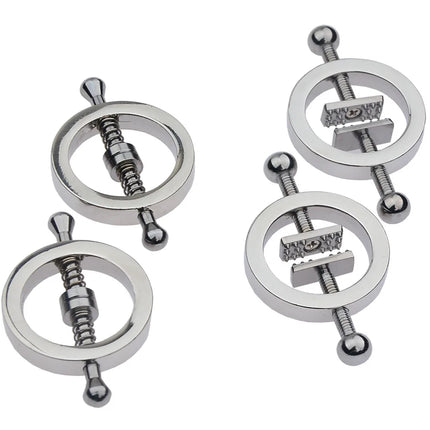 Stainless Steel Adjustable Nipple Clips - Erotic Nipple Stimulation, Breast Bondage Restraint, BDSM Fetish Toy for Women