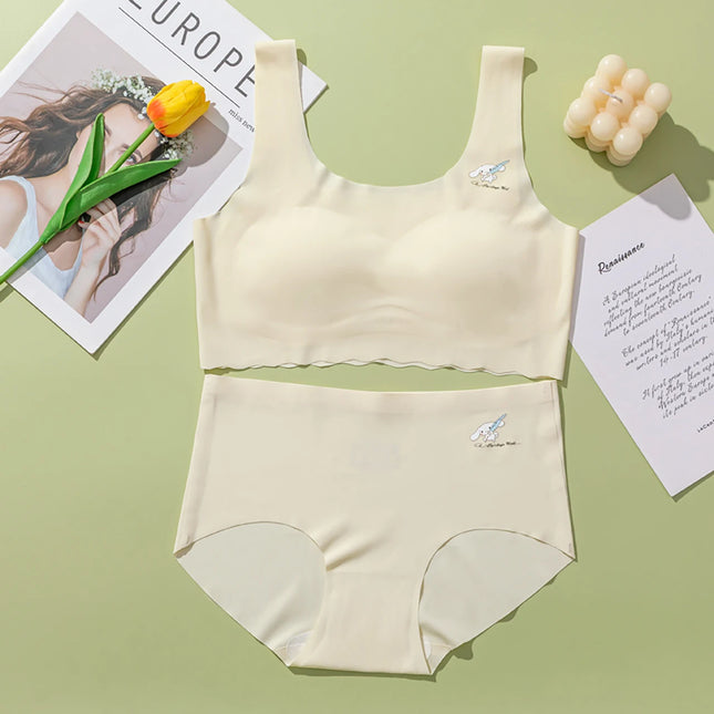 Children Underwear Underpants Set Summer Ice Silk Bra With Sponge Pad Student Girl Vest Seamless Bralette Teenagers Tops 25-60kg