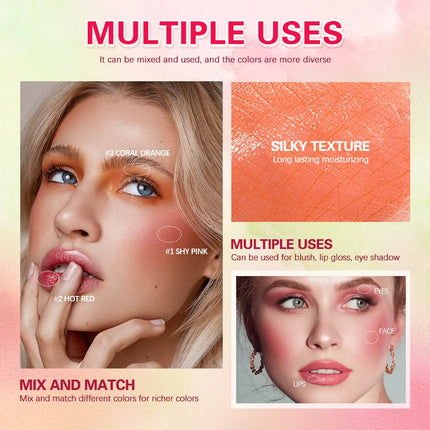 Tinted Mositure Blush Stick Face Pink Cream Cheek Blusher Cosmetics 3 in 1 Makeup Tubes used on eyes cheeks High color rendering