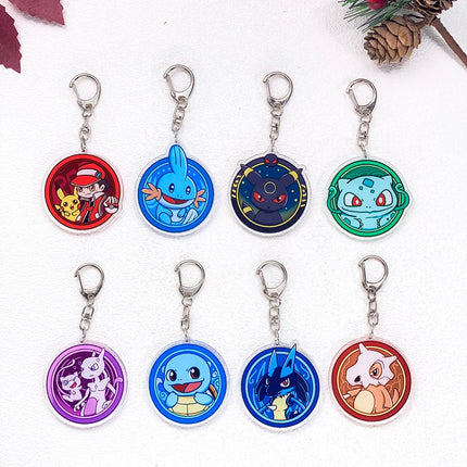 Pokémon Pikachu Gengar Bulbasaur Squirtle Car Keychain Accessories Acrylic Charms Pendant For Bag Key Holder Backpack Decoration